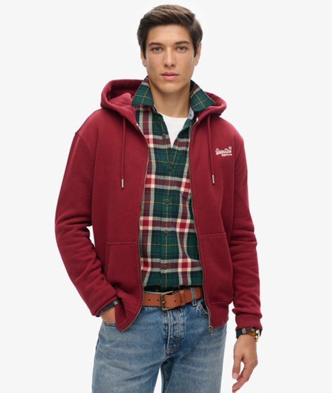 Superdry Essential Logo Hoodie met Rits Red