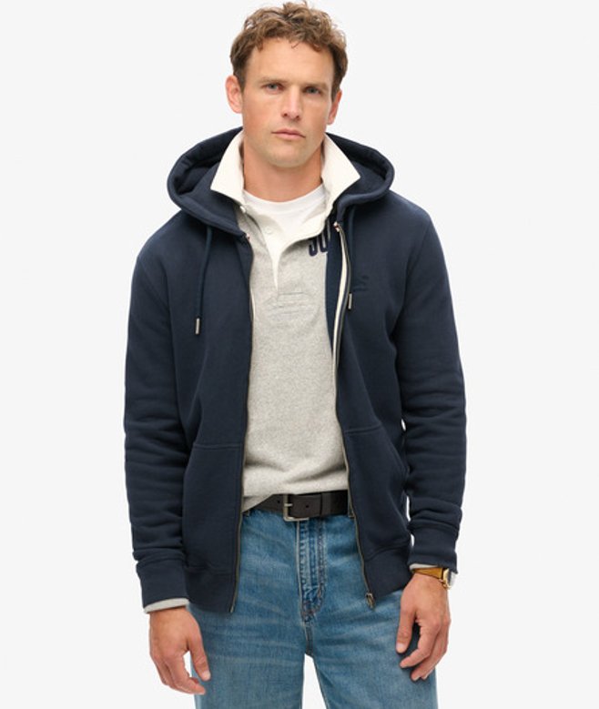 Superdry Essential Logo Hoodie met Rits Blauw