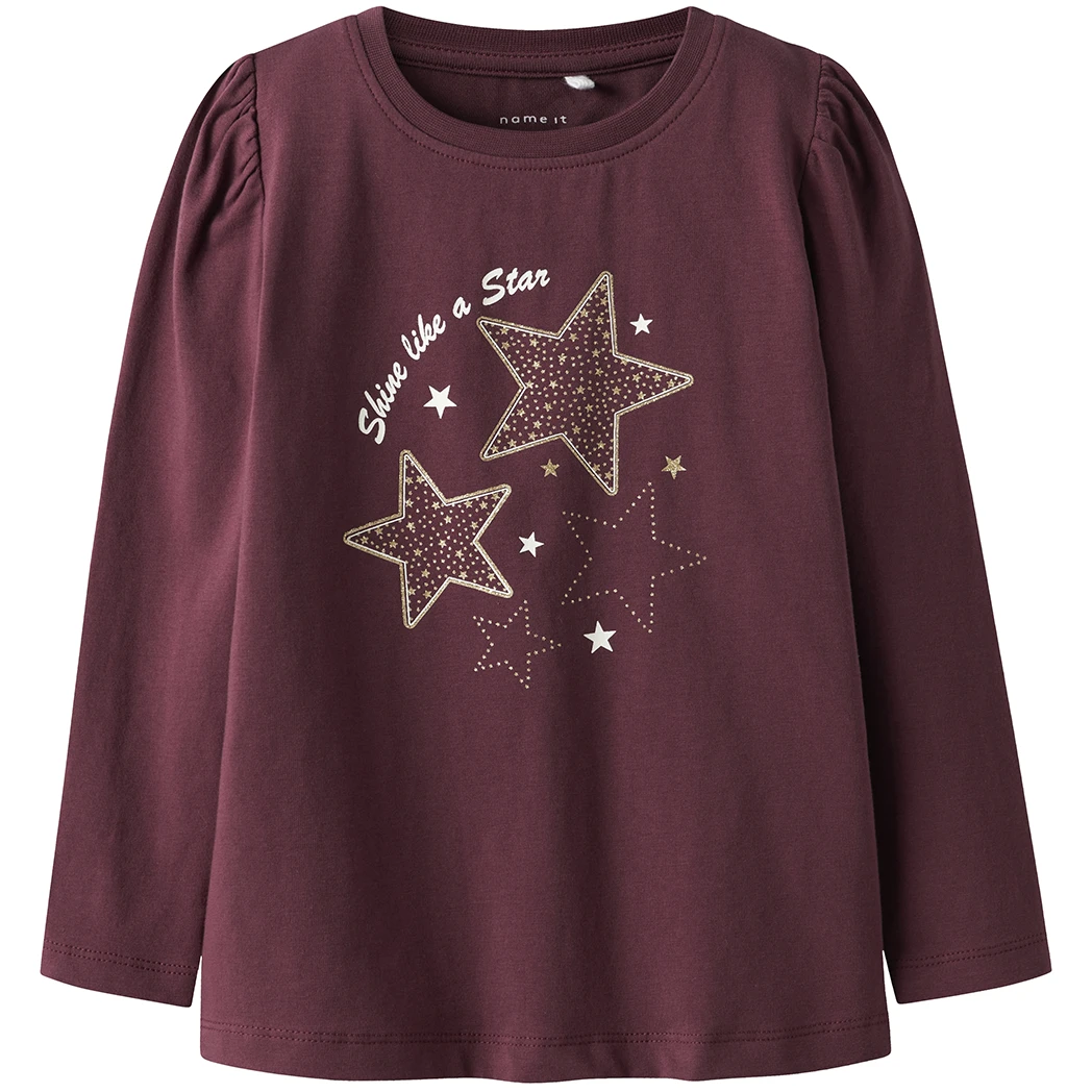 Name It-collectie Longsleeve Star (burgundy)