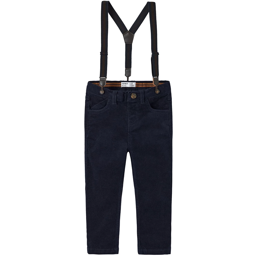 Name It-collectie Broek SLIM corduroy met bretels Ryan (navy blazer)