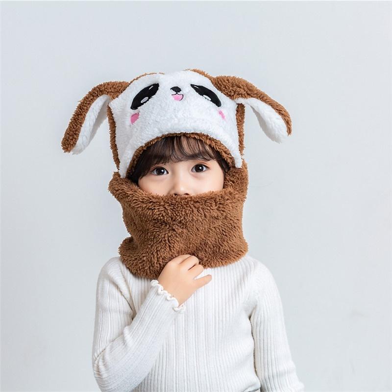 NATAWA Kinderen Meisjes Jongens Cartoon Hoed Sjaal Dikker Pluche Cap Kinderen Winter Fleece Hoed Nekwarmer