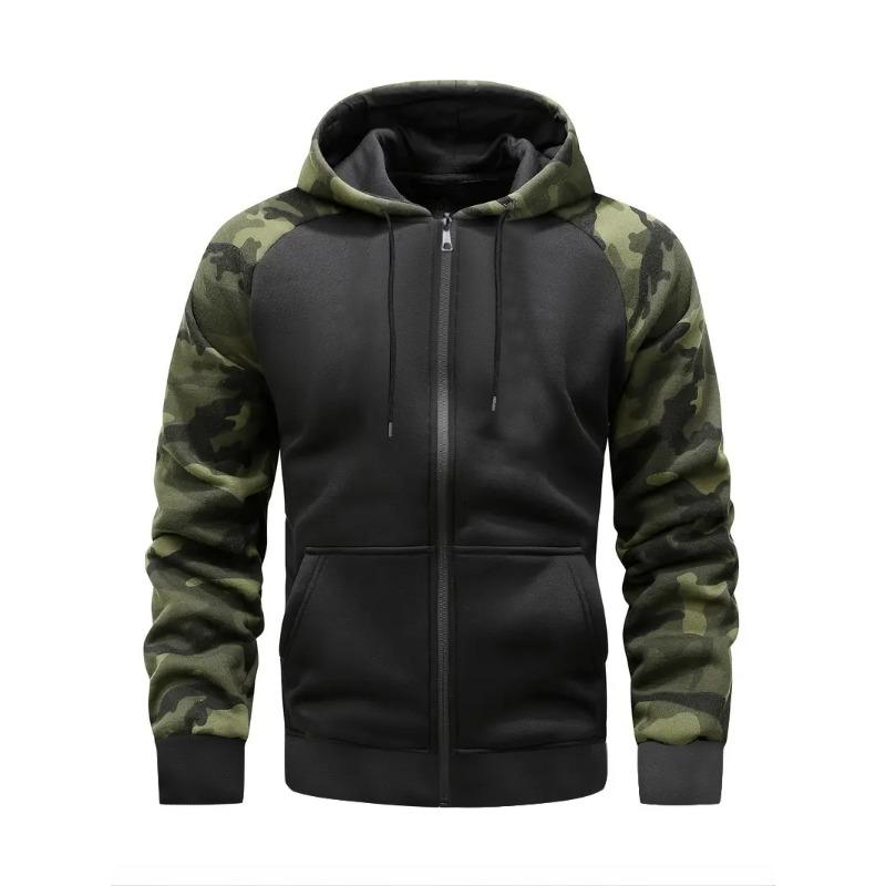 Haodingfushi Nieuwe Herfst- en Winter Heren Camouflage Raglan Hoodie Heren Casual Rits Sweatshirt Jas M