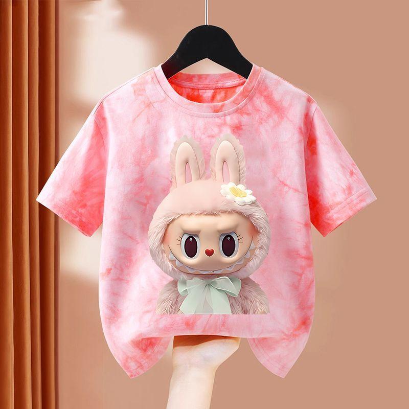 CarrieWardrobe Kleurrijk Kinder Cartoon Basis T-shirt, Zomerjurk voor Meisjes, 100% Puur Katoen Korte Mouw T-shirt 140
