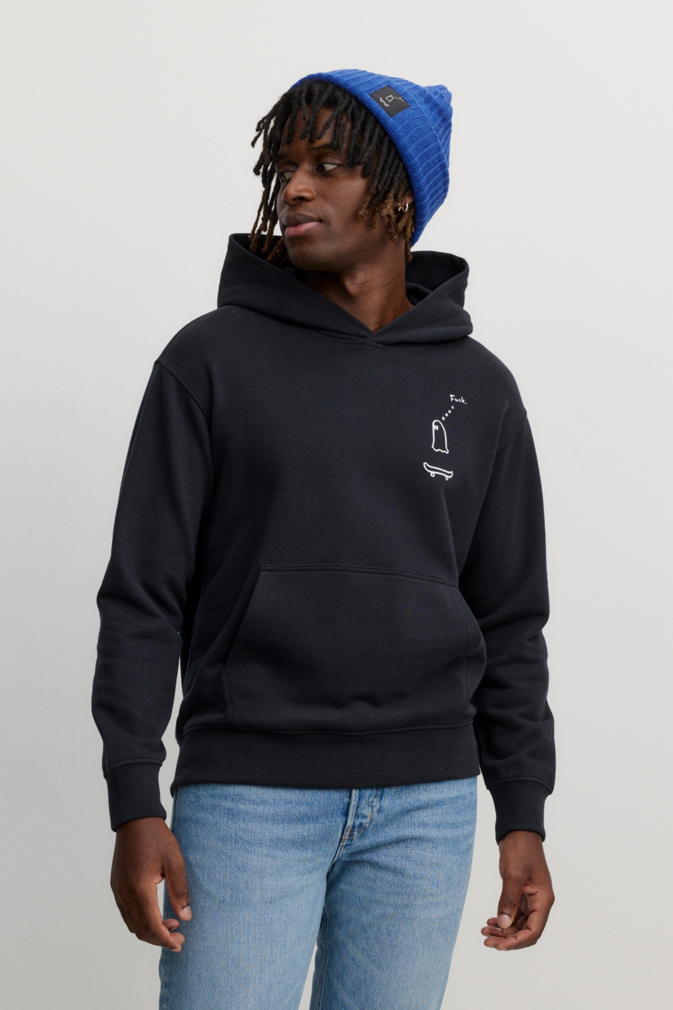 Recolution Herren vegan Kapuzenpulli Olive Falscher Weg Fahrer Schwarz