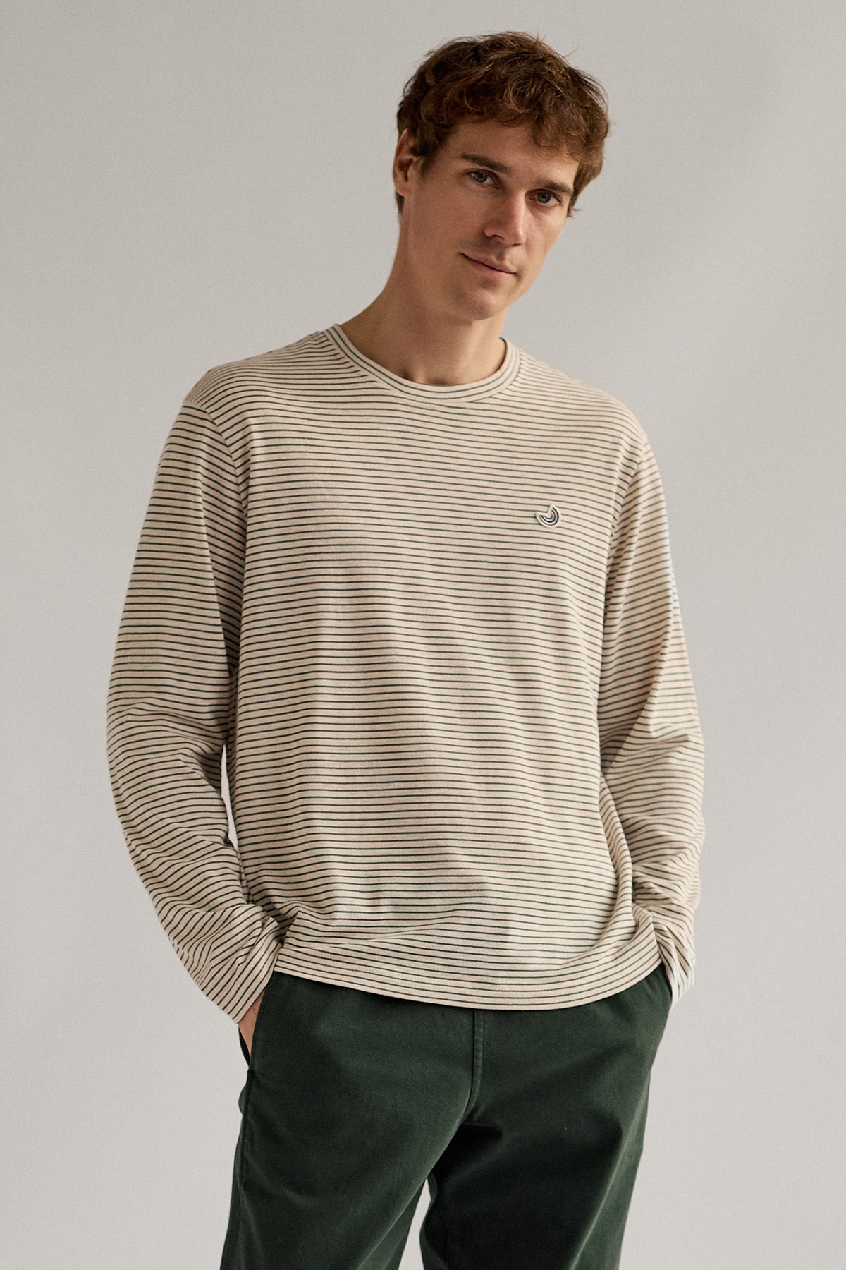 TWOTHIRDS Herren vegan T-Shirt Buddenhaggen HellgrÃ¼n Gestreift