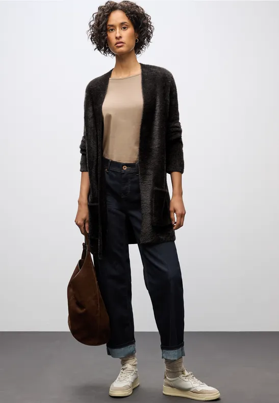 STREET ONE Cardigan lang en in veergaren-kwaliteit, open