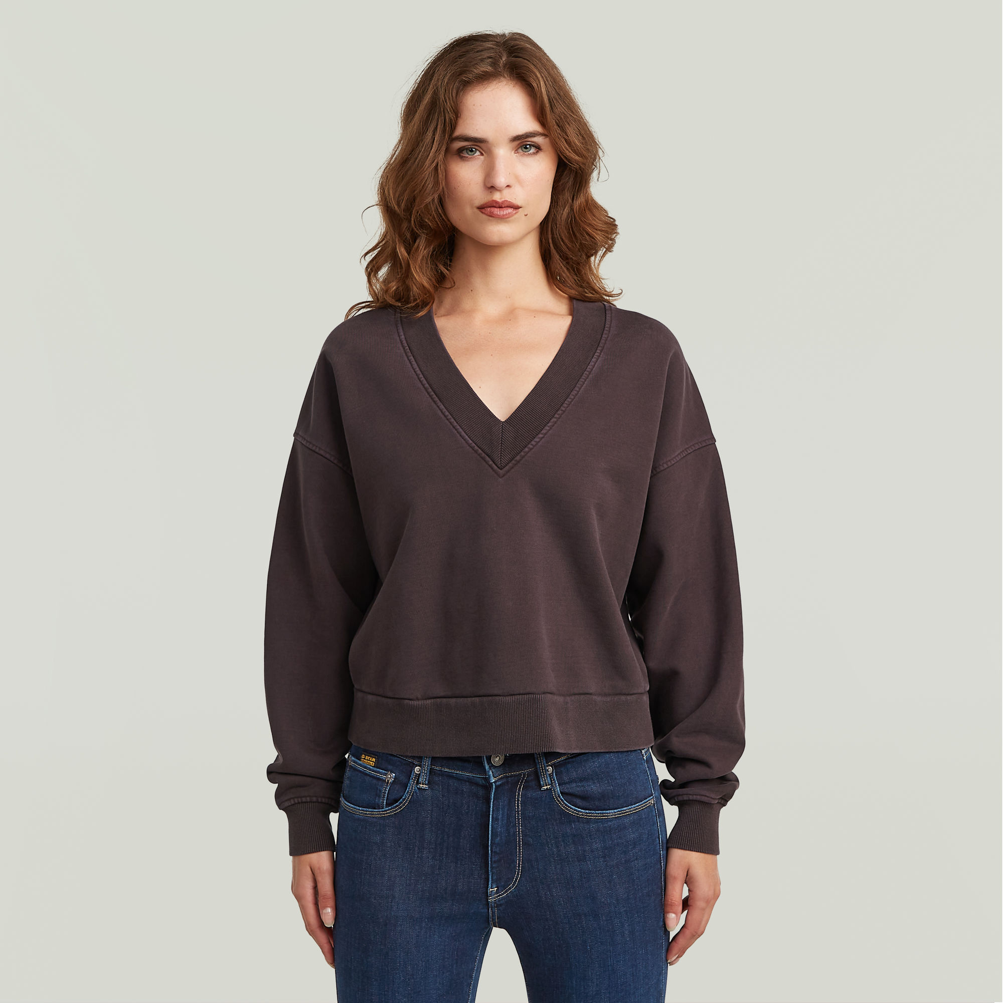 G-Star RAW Washed Loose V Sweater - Bruin - Dames