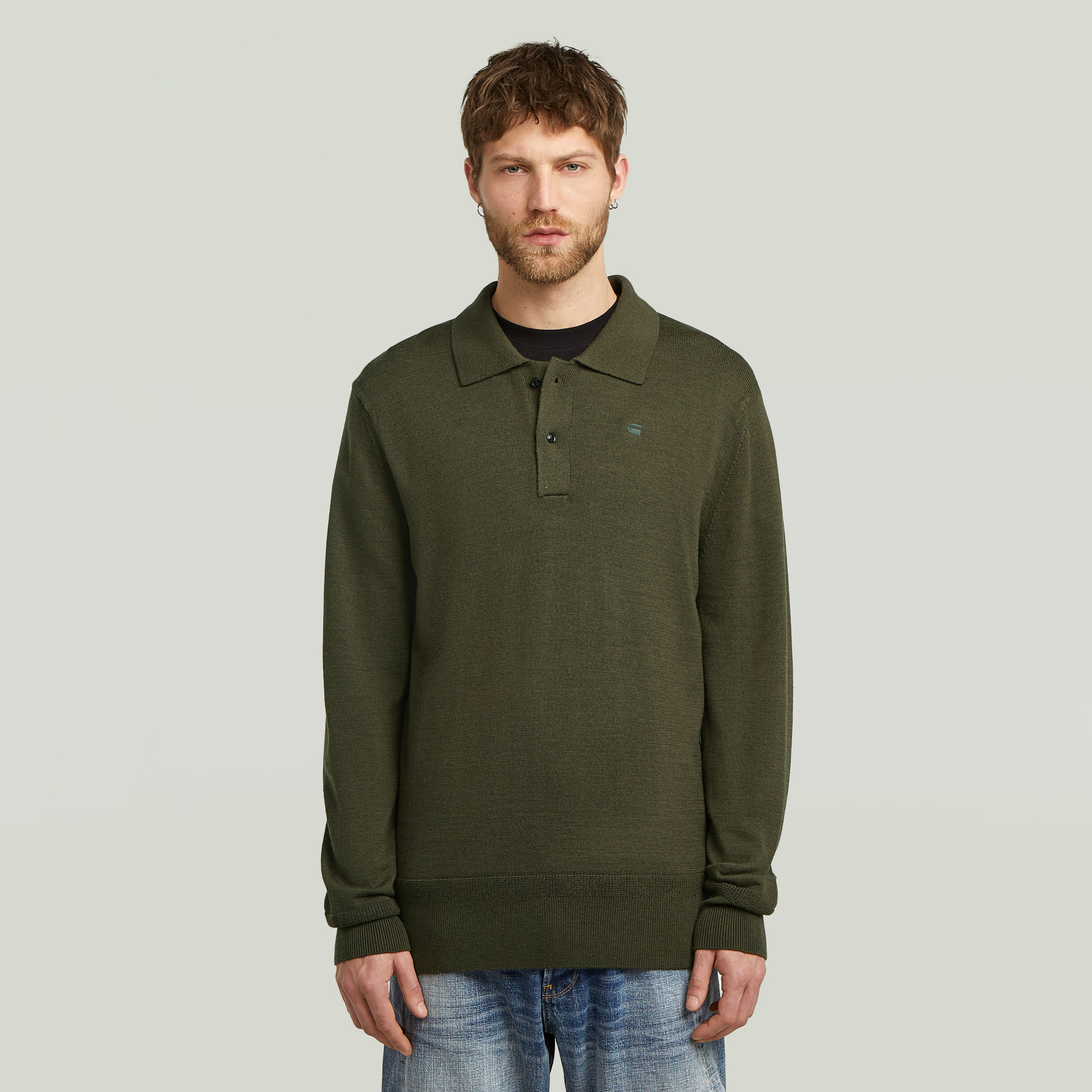 G-Star RAW Premium Core Dunda Gebreide Polo - Grijs - Heren