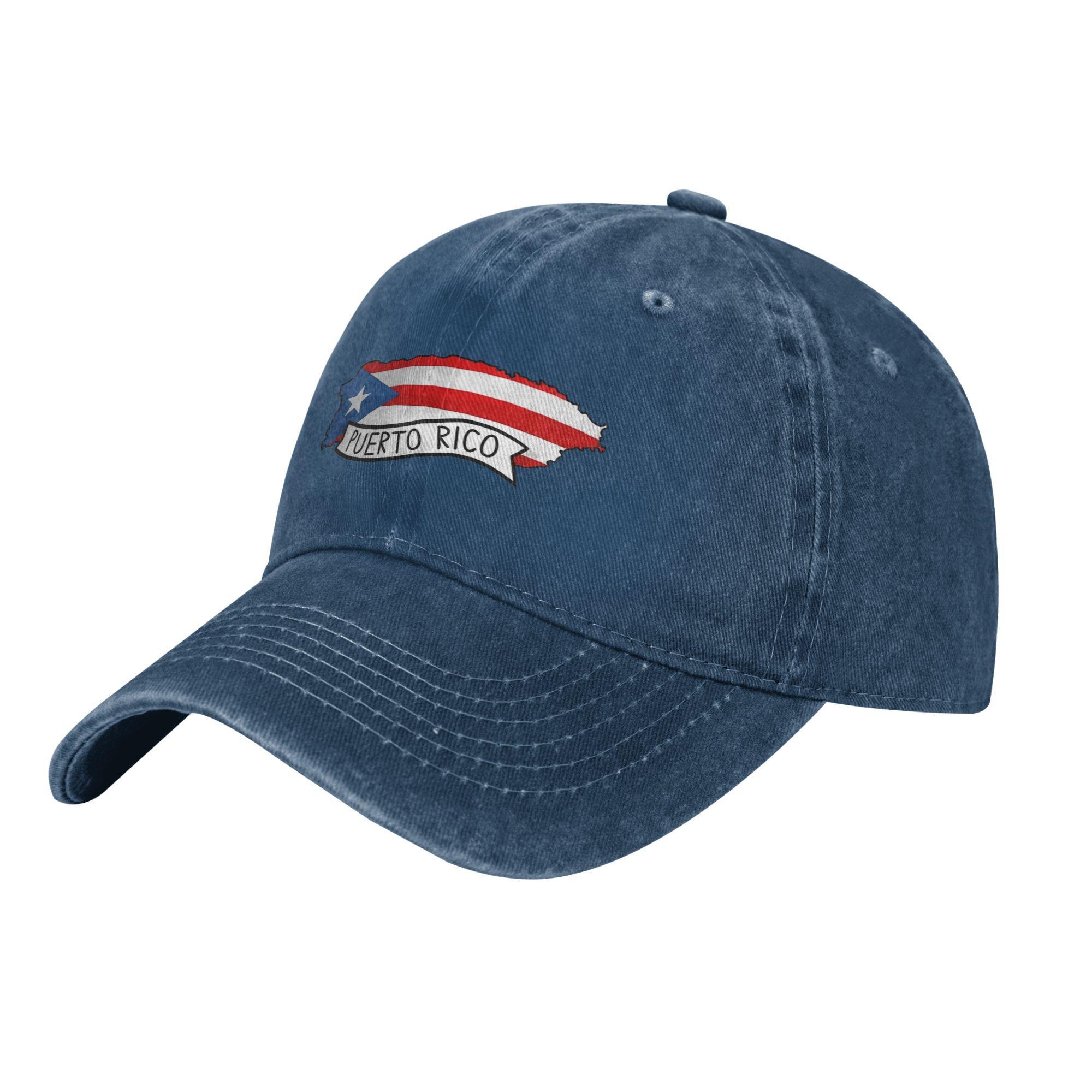 The best product for you Casual Puerto Rico Flag Map Baseball Cap Unisex Distressed Denim Washed Sun Cap  Outdoor Summer Adjustable Fit Caps Hat Adjustable marineblauwe kleur