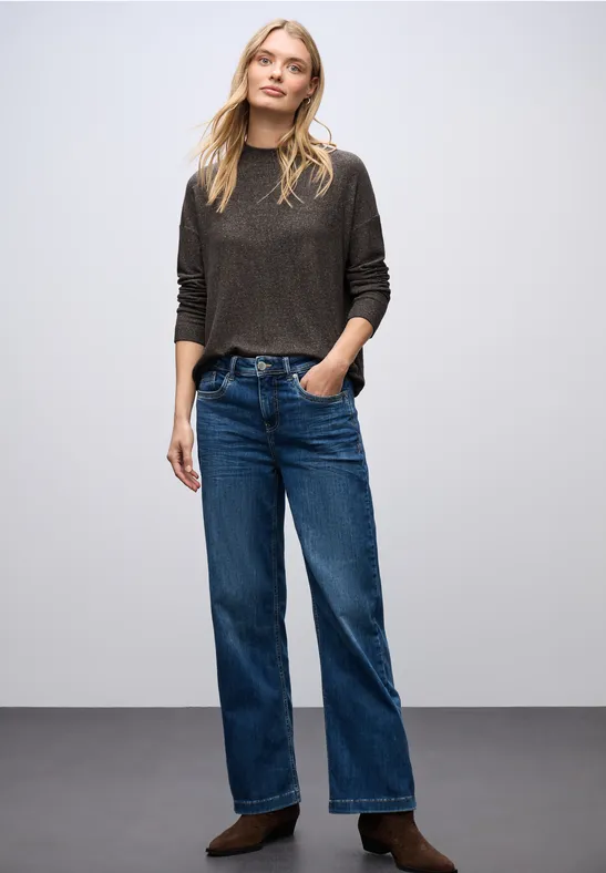 STREET ONE Shirt met lange mouwen met een rijgkoord bij de zoom