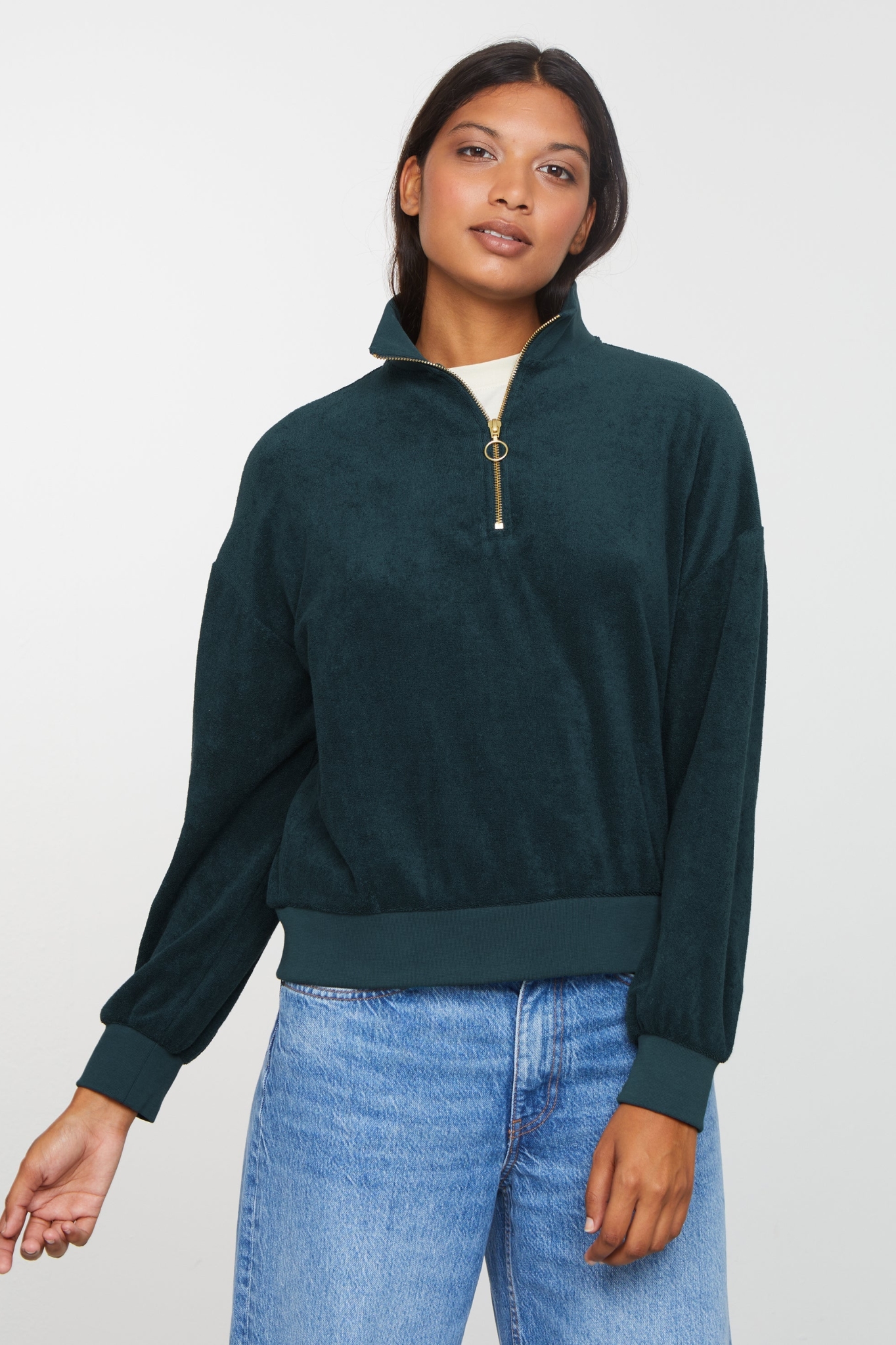 Recolution Damen vegan Sweatshirt Hosta Dunkelgr&Atilde;&frac14;n