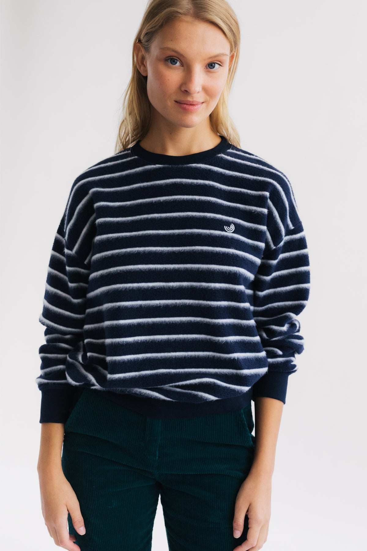 TWOTHIRDS Damen vegan Sweatshirt Fanad Marineblau Gestreift