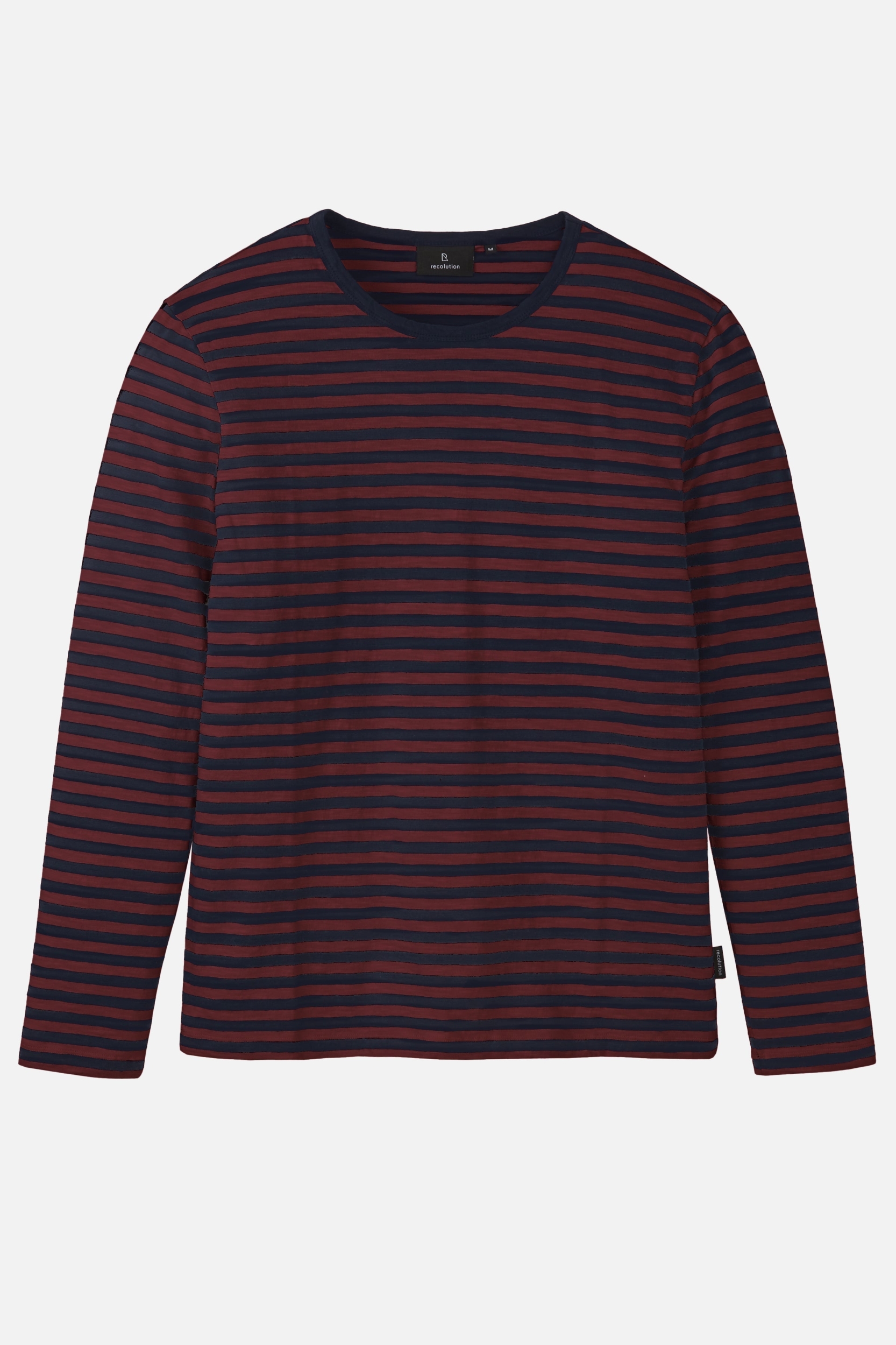 Recolution Herren vegan Langarmshirt Maca Stripes Dunkel Pflaume