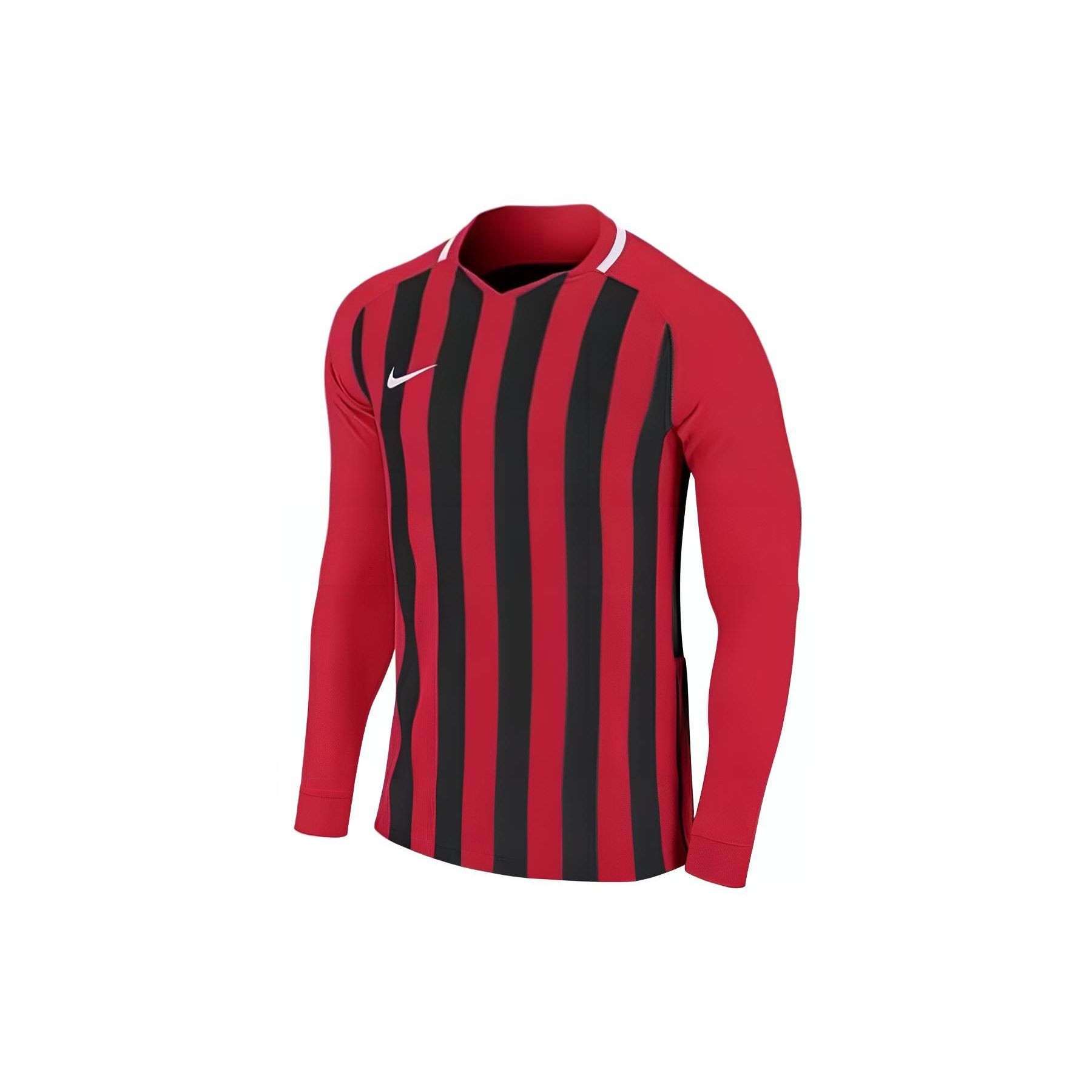Nike T-shirt met gestreept paneel en logoprint Lange mouw Heren Tops Zwart Rood AO2455-657 XXL
