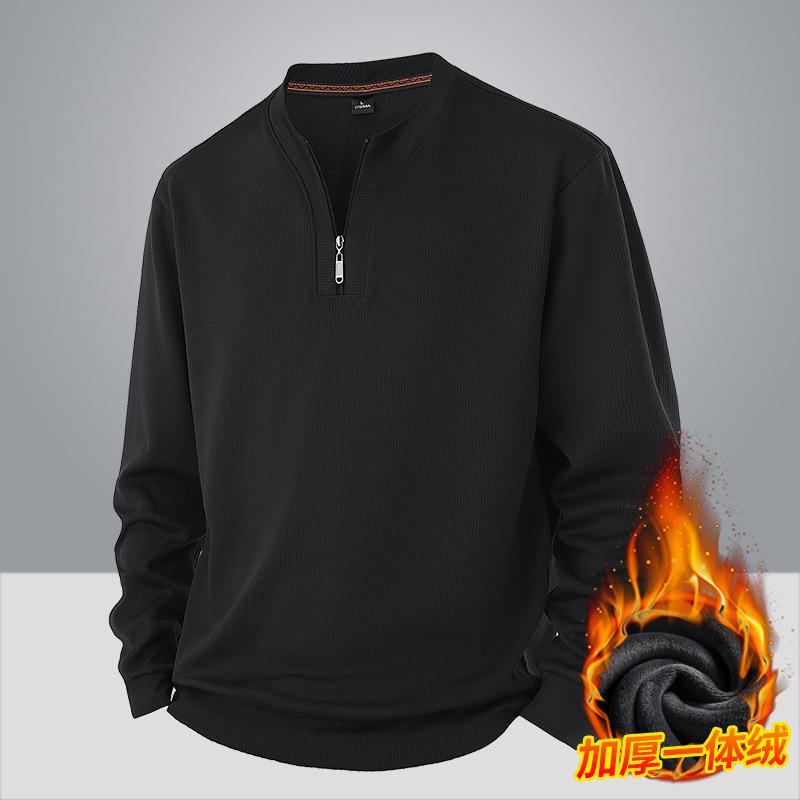 Phoca Largha for Men Heren gewatteerde warme modieuze veelzijdige grote maat zwaargewicht trui zachte kwaliteit stof ronde hals design losse casual sport lange mouw XL