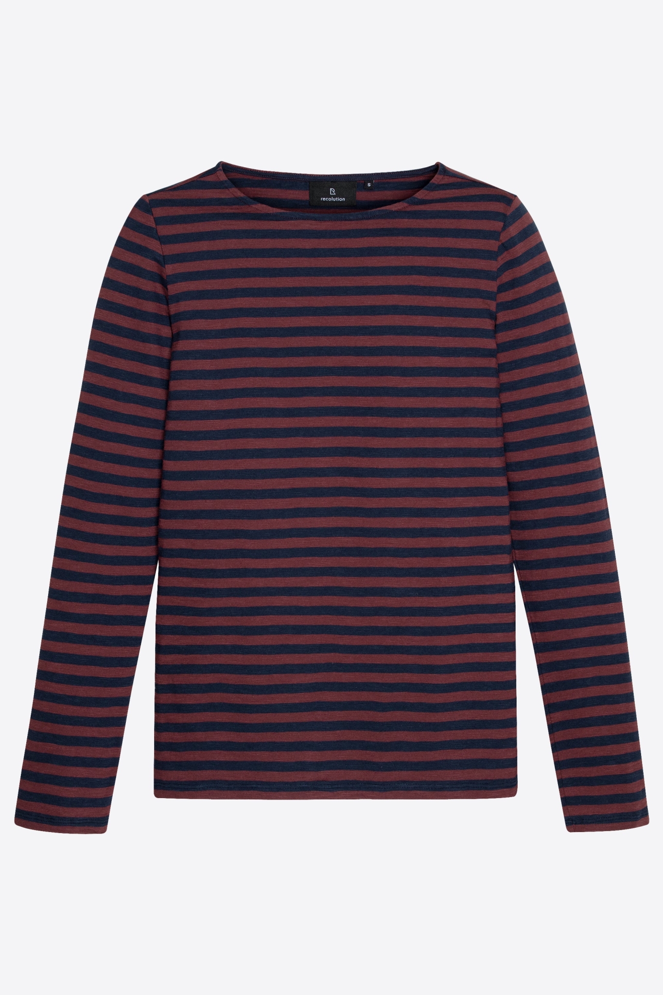 Recolution Damen vegan Longsleeve Iris Stripes Dunkel Pflaume