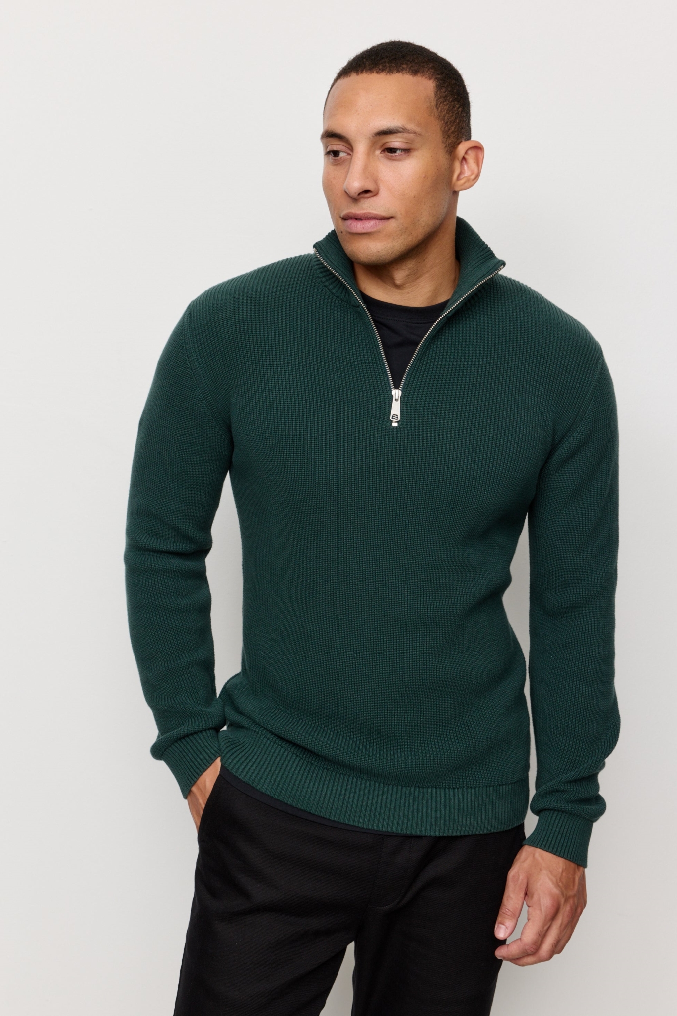 Recolution Herren vegan Pullover Strick Helantium TiefgrÃ¼n