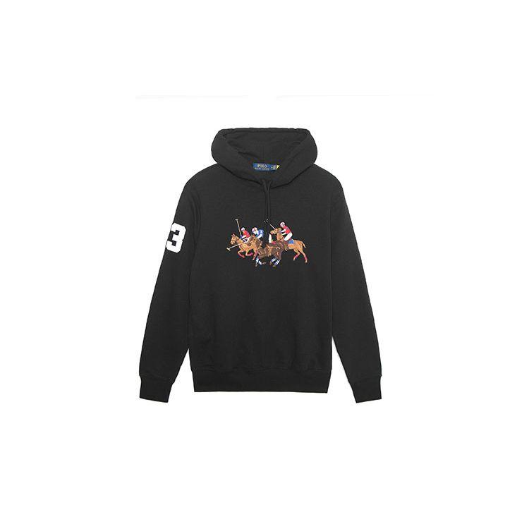 Ralph Lauren Polo  Logo Print Geborduurde Hoodie Lange Mouw Heren hoodies Zwart 710823853-006 M