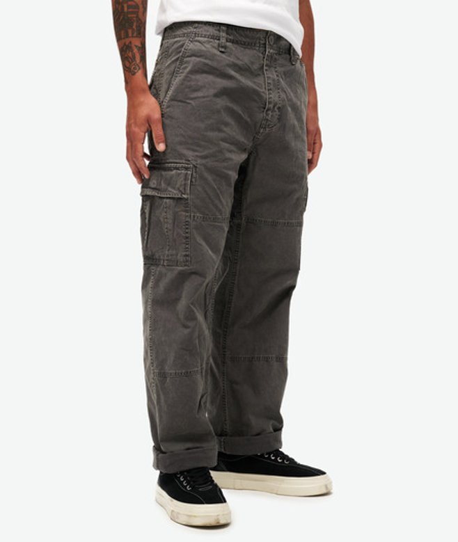 Superdry Baggy Cargobroek van Biologisch Katoen Donkergrijs