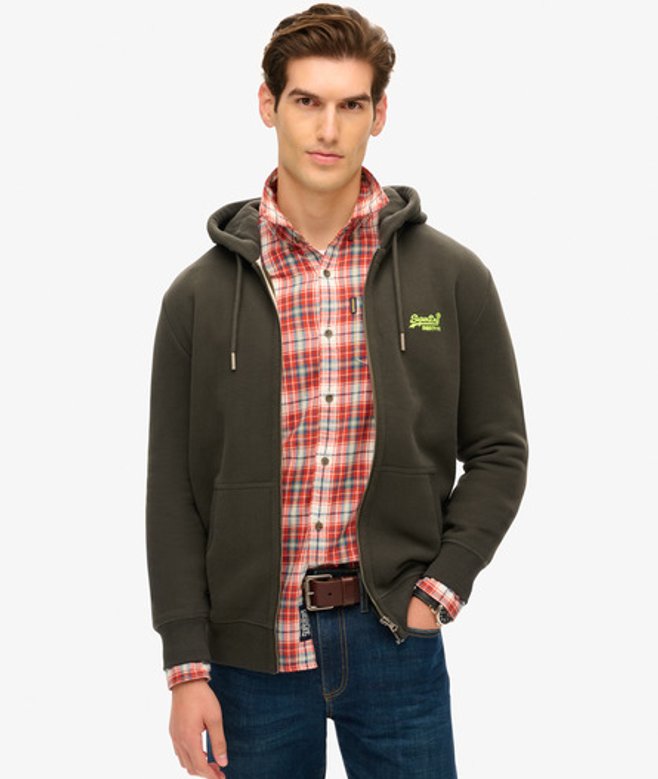 Superdry Essential Logo Hoodie met Rits Groen