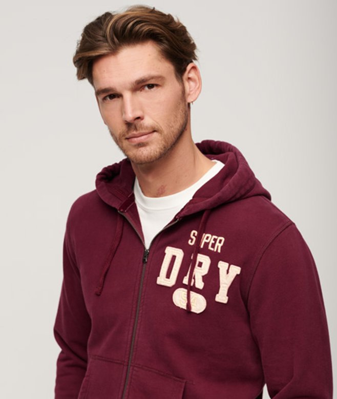 Superdry Vintage Athletic Zip Hoodie Rood