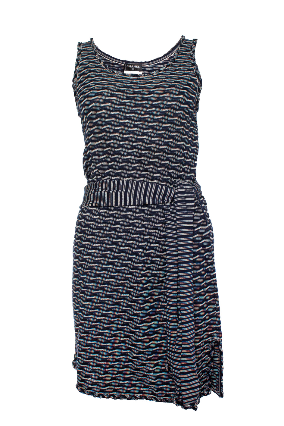 Chanel Pre-owned Blauwe en witte wikkeljurk