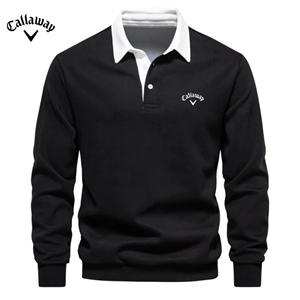 Callaway Heren Geborduurd Puur Katoenen Poloshirt met Lange Mouwen voor Herfst en Winter, Nieuwe Modieuze en Casual Multifunctionele Top L