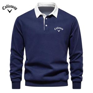 Callaway Heren Geborduurd Puur Katoenen Poloshirt met Lange Mouwen voor Herfst en Winter, Nieuwe Modieuze en Casual Multifunctionele Top L