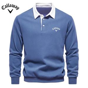 Callaway Heren Geborduurd Puur Katoenen Poloshirt met Lange Mouwen voor Herfst en Winter, Nieuwe Modieuze en Casual Multifunctionele Top L