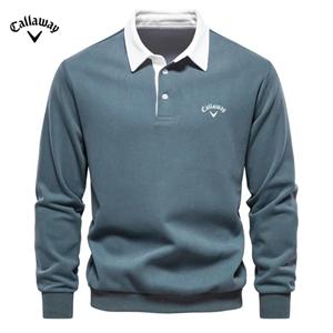 Callaway Heren Geborduurd Puur Katoenen Poloshirt met Lange Mouwen voor Herfst en Winter, Nieuwe Modieuze en Casual Multifunctionele Top 2XL