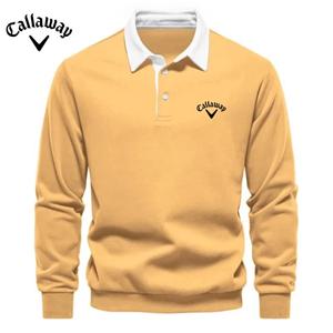Callaway Heren Geborduurd Puur Katoenen Poloshirt met Lange Mouwen voor Herfst en Winter, Nieuwe Modieuze en Casual Multifunctionele Top XL