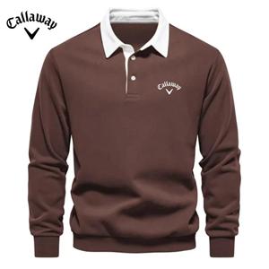 Callaway Heren Geborduurd Puur Katoenen Poloshirt met Lange Mouwen voor Herfst en Winter, Nieuwe Modieuze en Casual Multifunctionele Top 2XL