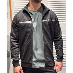 BOSS Sweatvest Authentic Jacket Z van katoen-badstof met strepen en logo, regular fit