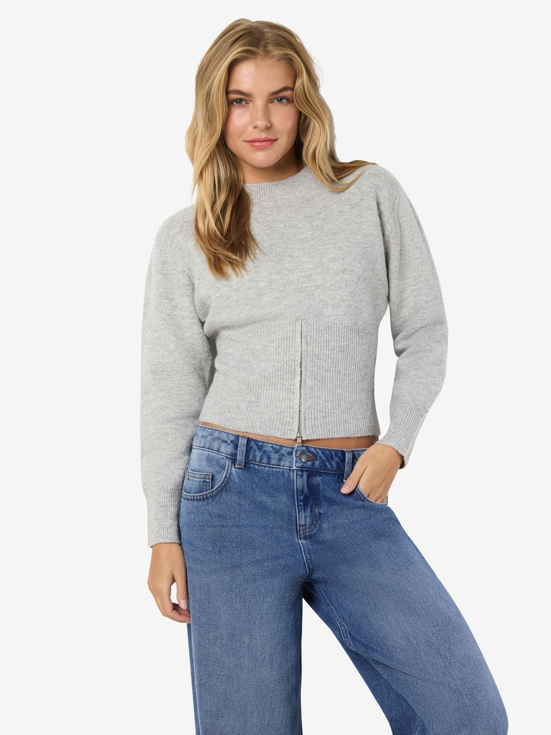 Noisy May Nmsloan L/s O-neck Zip Knit