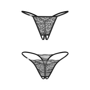 Obsessive – Bianca 2-Pack Crotchless String – Zwart