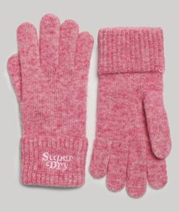 Superdry Geribde Gebreide Handschoenen Roze