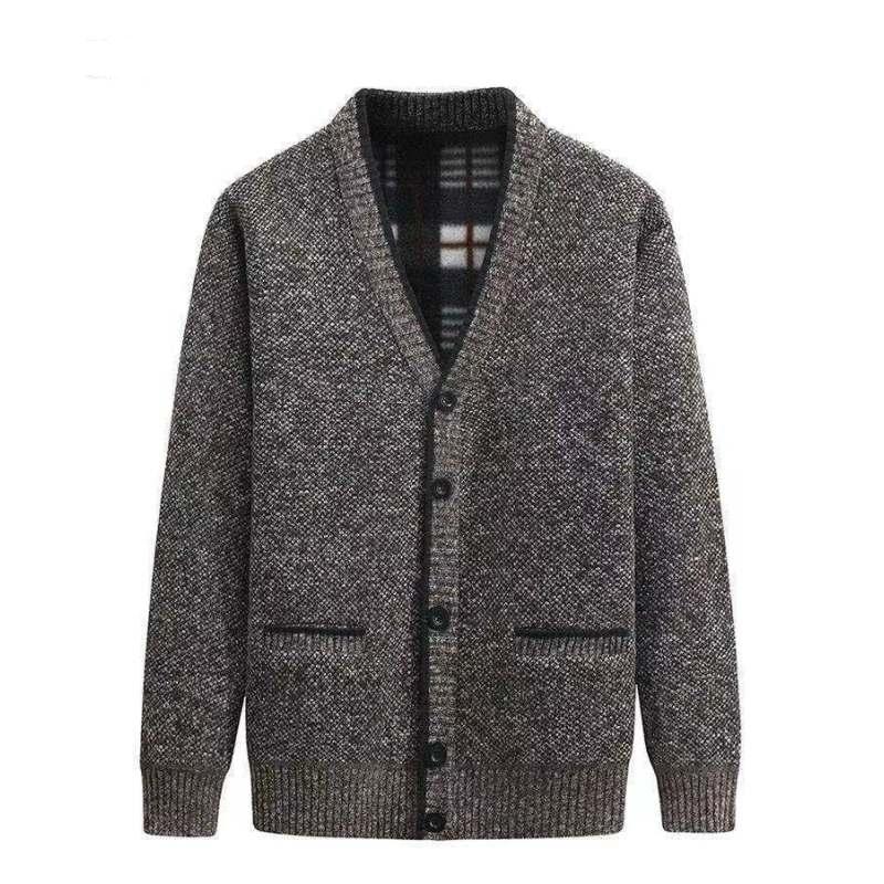 KAOLA Heren Herfst en Winter V-hals Gebreid Vest Grote Maat Casual Tops Verdikt Lange Mouw Bovenkleding L