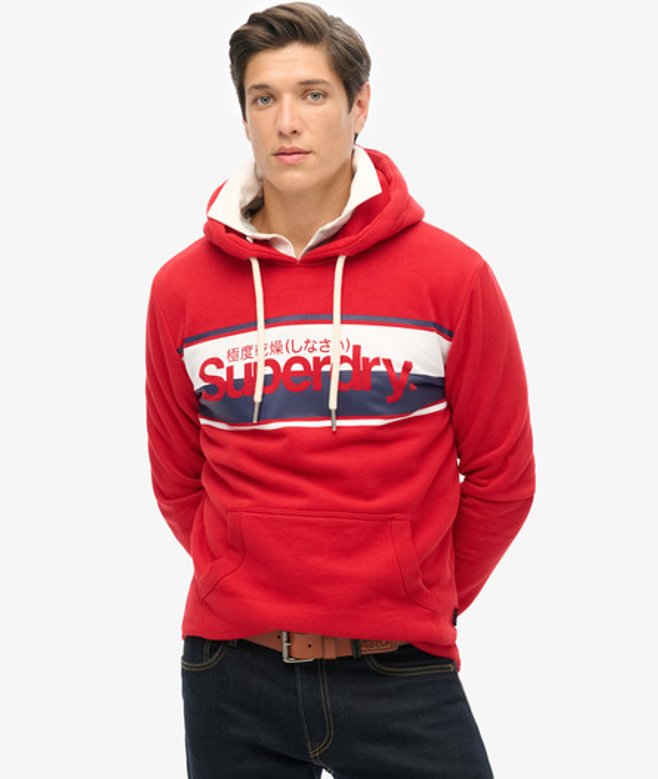 Superdry Core Logo-hoodie met Strepen Red