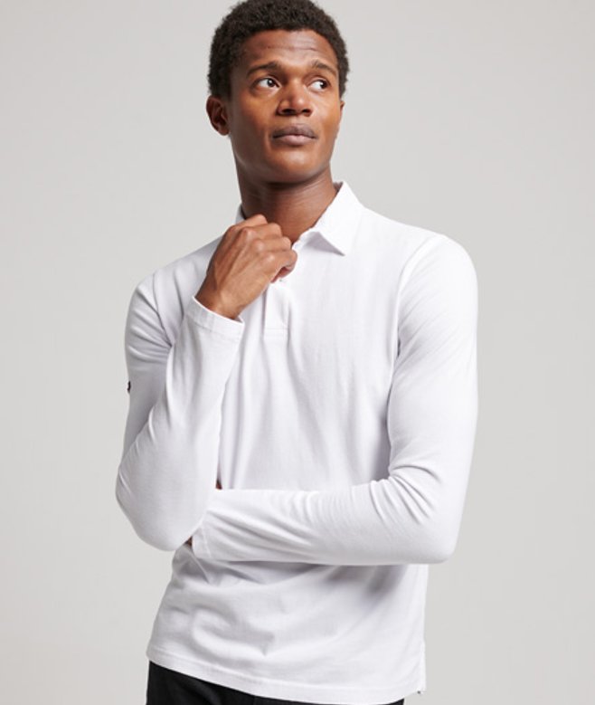 Superdry Jersey Poloshirt met Lange Mouwen Wit