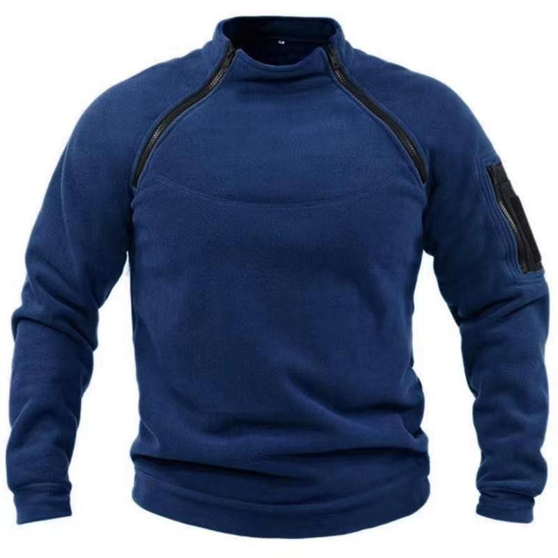 Big Thumb Heren Streetwear Militaire Sweatshirt Fleece Winter Rits Pullover Mode Heren Effen Kleur Losse Lam Dikke Jas Herenkleding M marineblauwe kleur