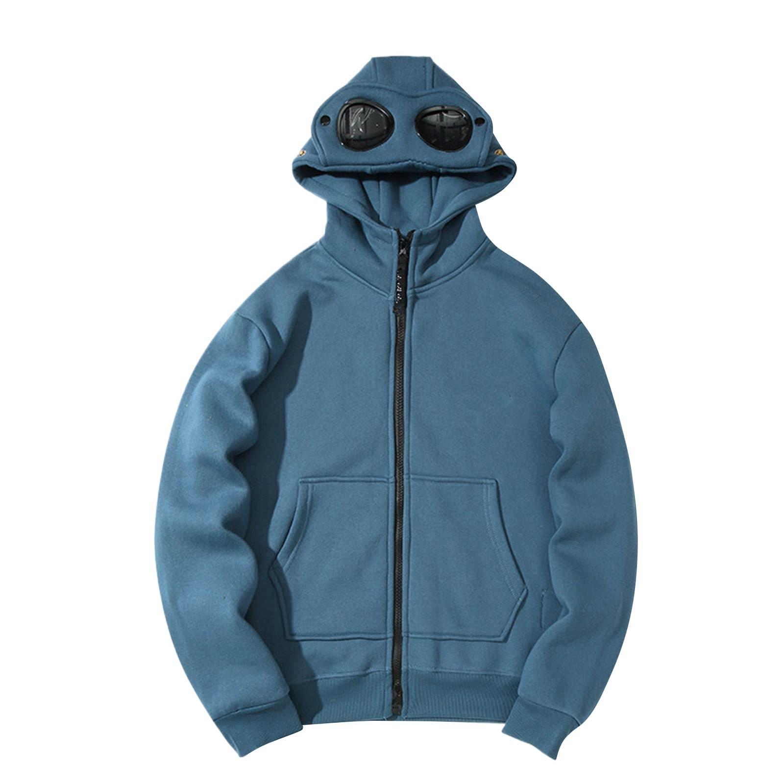 Sdwen Heren- en Dames Sweatshirts Mode Casual Sweatshirt Losse Rits Vest Lange Mouw Jas met Capuchon M blauw