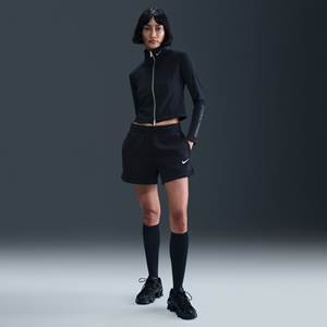Nike Phoenix Fleece damesshorts met halfhoge taille (10 cm) - Zwart
