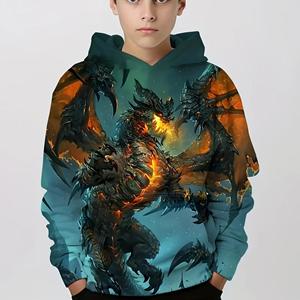 ETST 07 mode kleurblok gamepad 3d print leuke en gezellige hoodie voor kinderen jongen houd hem warm en stijlvol kind capuchon trui tops kleding 140