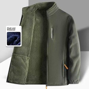 DSorothy Outdoor Plus Fluwelen Dikke Trui Heren Warme Kleding Herfst en Winter Jas Losse Grote Maat Polar Fleece Casual Cardigan Jas 6XL groen