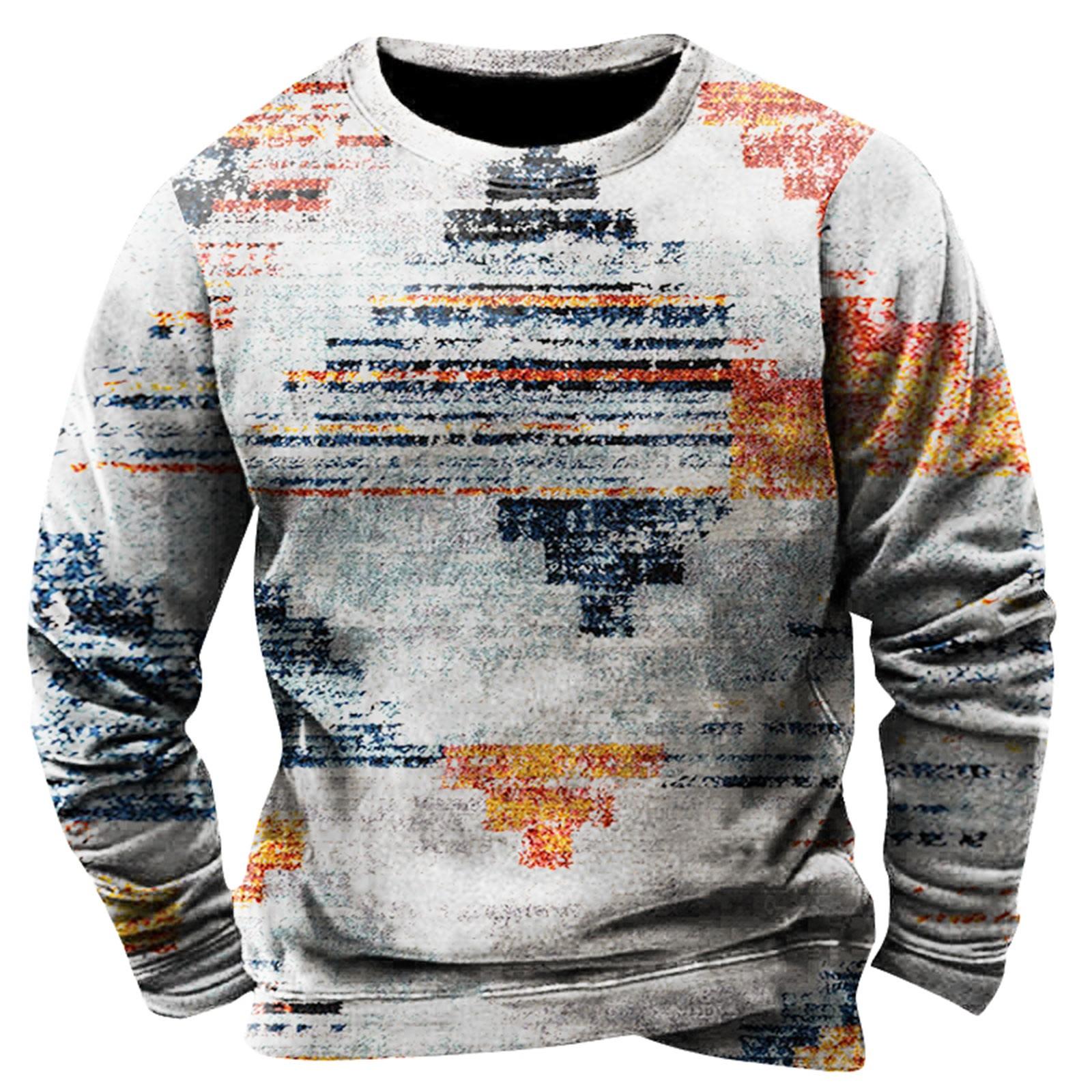 Fash Heren sweatshirt met print, buiten, etnisch bedrukt, losse lange mouwen L