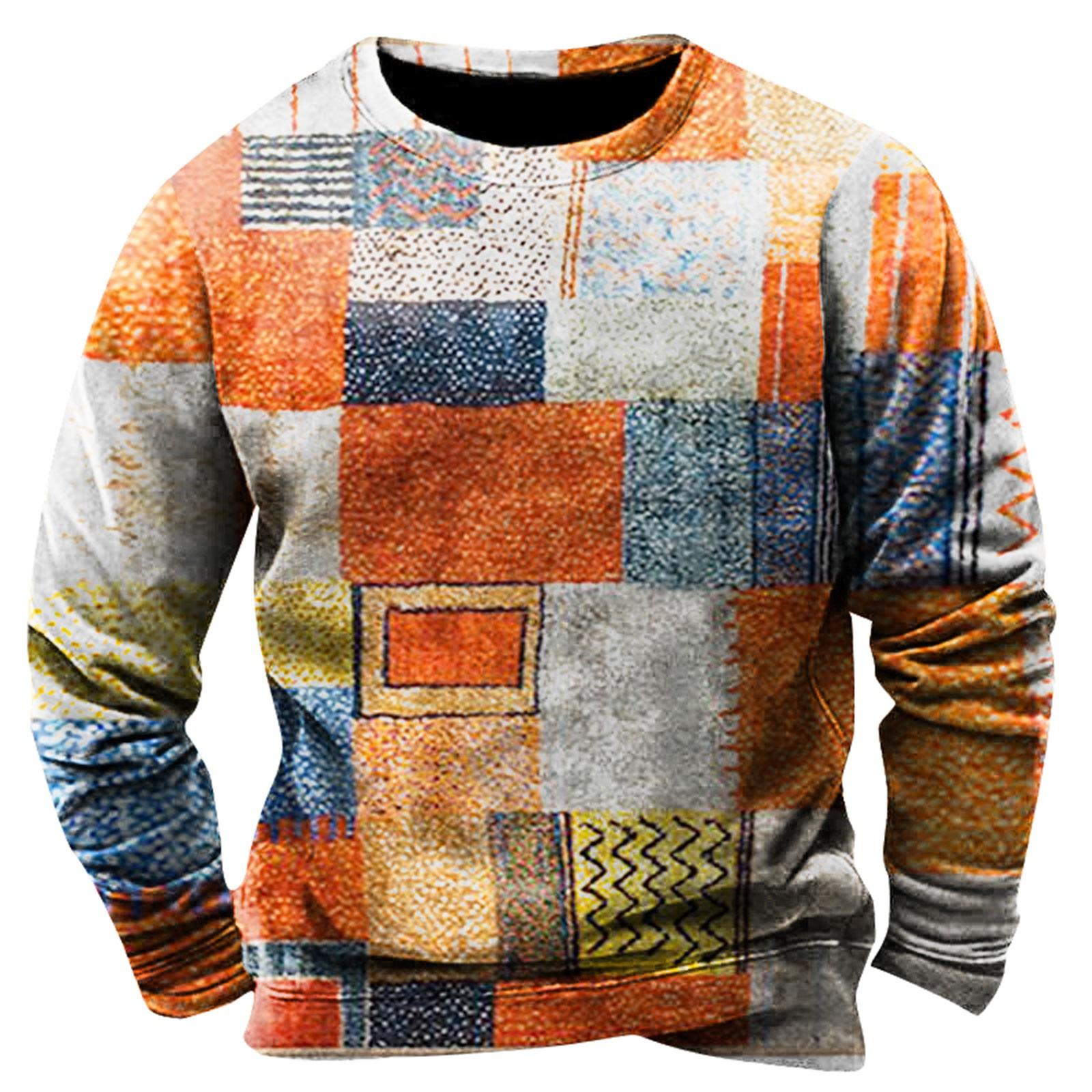 Fash Heren sweatshirt met print, buiten, etnisch bedrukt, losse lange mouwen XXXL