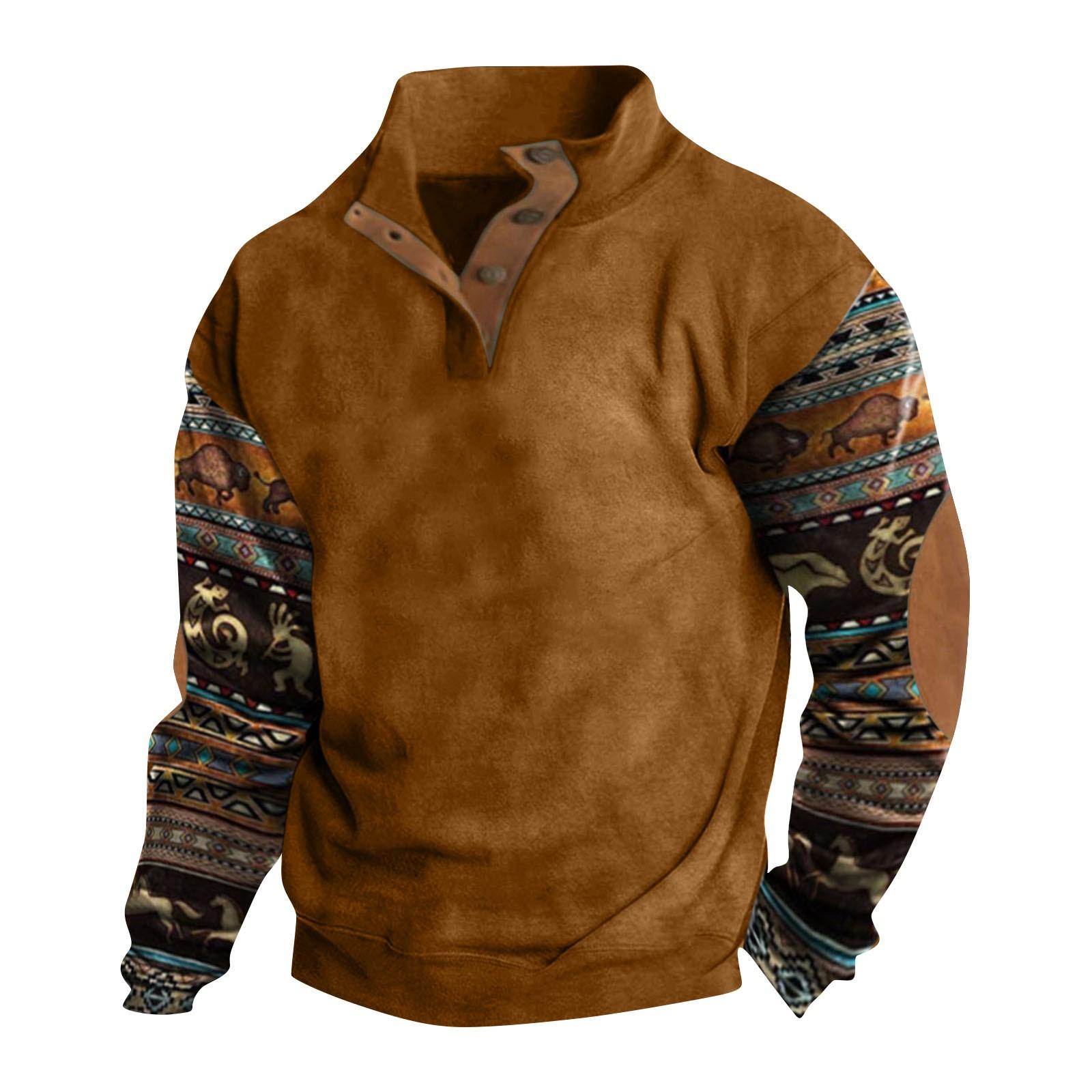 Electronics Gadgets Lente en herfst herensweatshirt met staande kraag is outdoor casual truien tops XL bruin