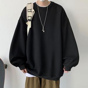 VantaGoods Heren herfst trendy losse pasvorm Hong Kong stijl ronde hals sweatshirt S zwart