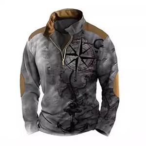 Haodingfushi Lente Herfst Herenkleding Lange Mouw 3D Digitale Print 100% Polyester Elastisch en Geschikt voor Sport en Casual Kleding 3XL