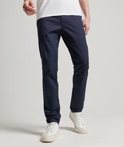 Superdry Slimfit Stretch Chinobroek met Taps Toelopende Pijpen Blauw